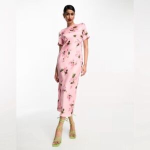 ASOS Pink Floral Asymmetrical Dress